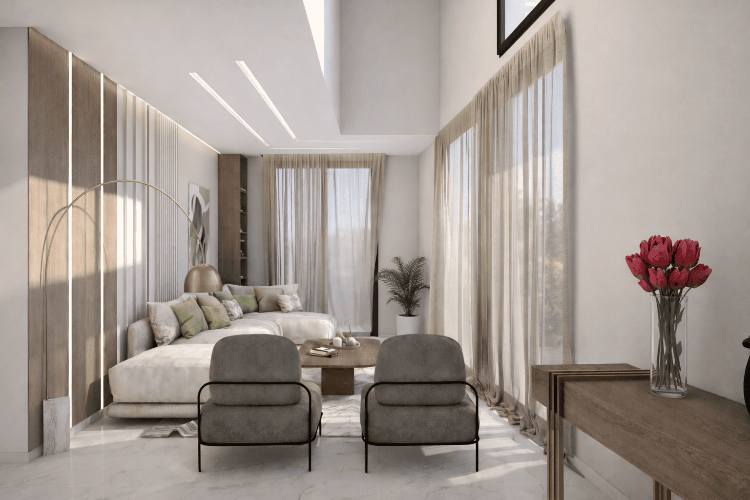 Punctum Interiors, residential living-room render